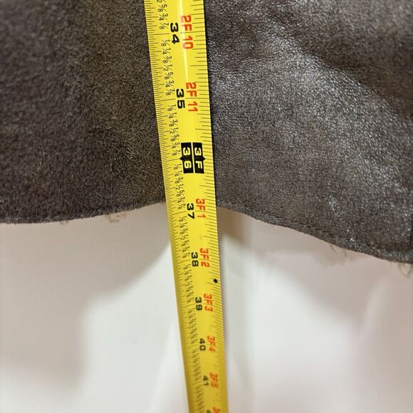 Y2K Faux Suede Sherpa Lined Coat Women L Longline Penny Lane 90s Trench Hippie - Picture 13 of 16